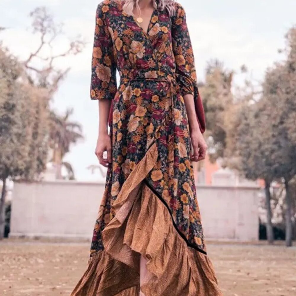 Floral Maxi Dress with Ruffle Hem